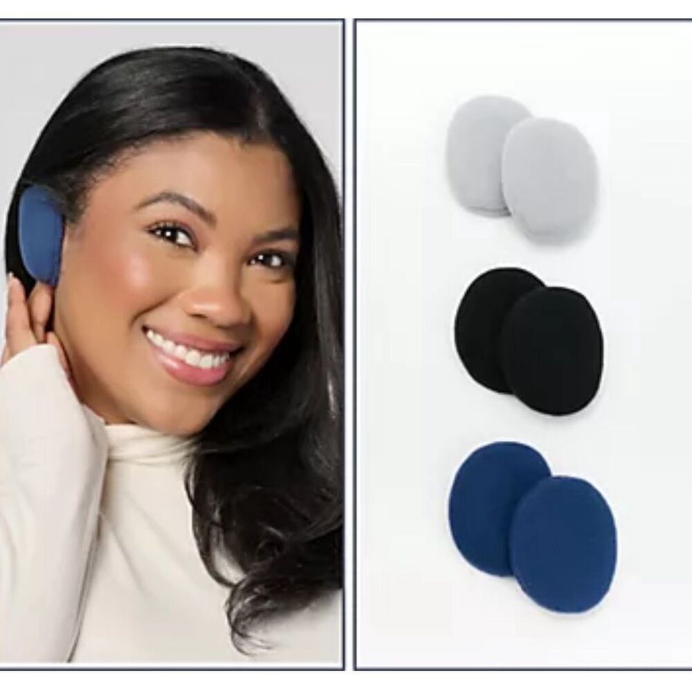 Lot of 3 Sprigs Large Fleece Earbags Ear Warmers Bandless Black Gray Blue‎ NWT